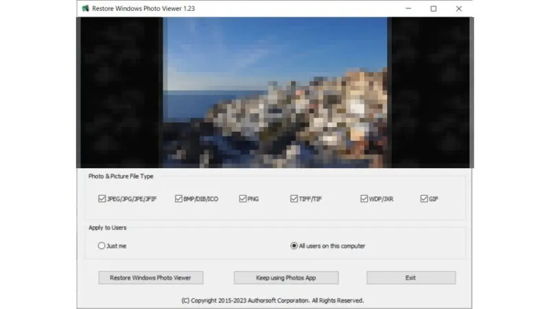 Windows 10→Restore Windows Photo Viewer to Windows 11/10