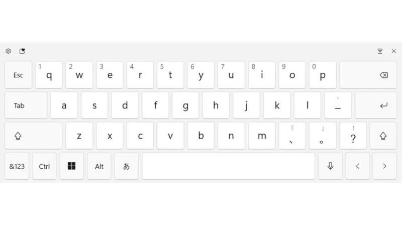 Windows 11→ソフトウェアキーボード→タッチキーボード