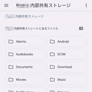 Pixel→設定→ストレージ→内蔵ファイルマネージャー→内部共有ストレージ