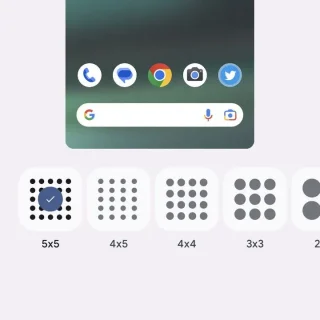 Pixel→ホーム画面→メニュー→壁紙とスタイル→アプリグリッド