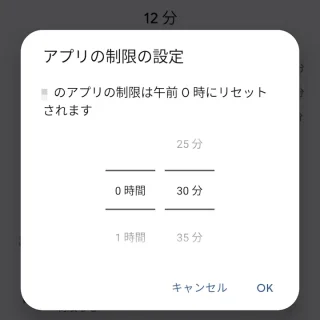 Pixel→設定→Digital Wellbeingと保護者による使用制限→アクティビティの詳細→アプリ→アプリタイマー