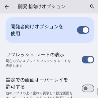 Pixel→設定→システム→開発者向けオプション→リフレッシュレートの表示