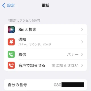 iPhone→設定→電話