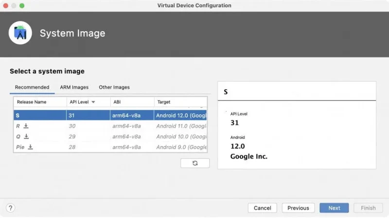 Macアプリ→Android Studio→Device Manager