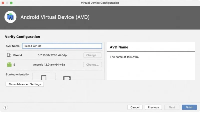 Macアプリ→Android Studio→Device Manager