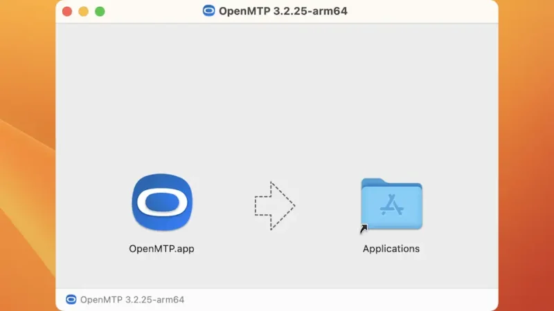 Mac→インストール→OpenMTP