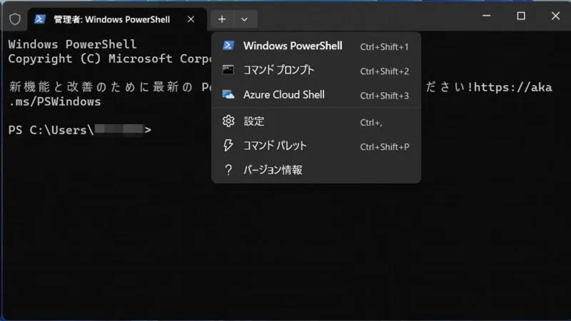 Windows 11→ターミナル→メニュー