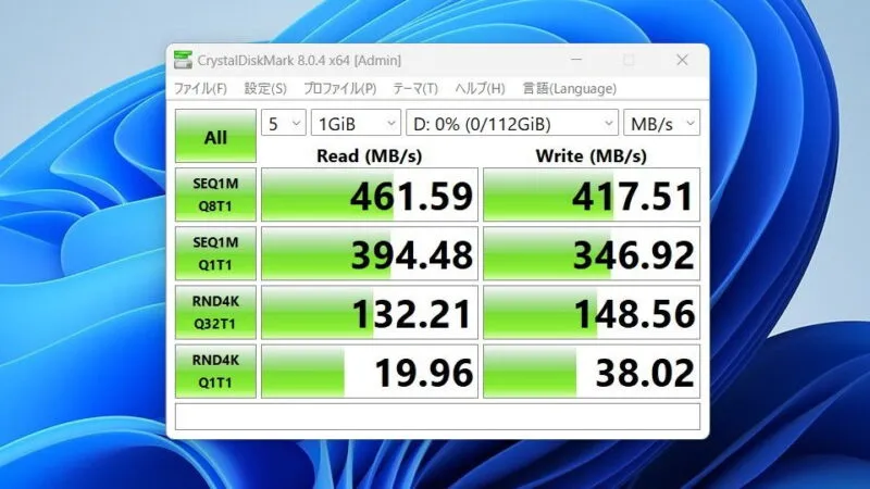 Windows 11→M.2 SSD→ベンチマーク