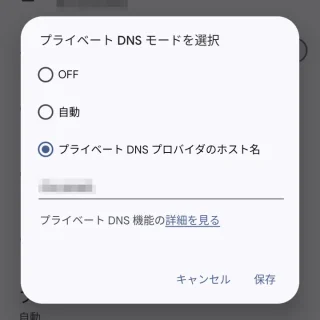 Pixel→設定→ネットワークとインターネット→プライベートDNSモードを選択