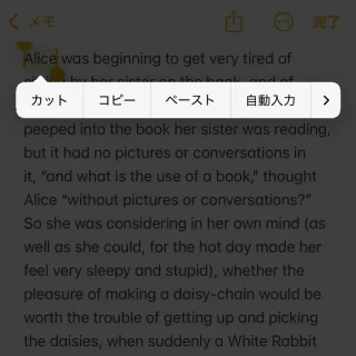 iPhoneアプリ→メモ→コンテキストメニュー