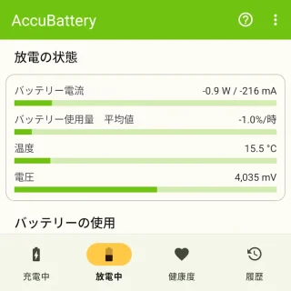 Androidアプリ→Accu​Battery→放電中