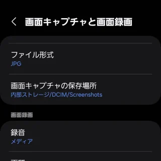 Galaxy→設定→便利な機能→画面キャプチャと画面録画