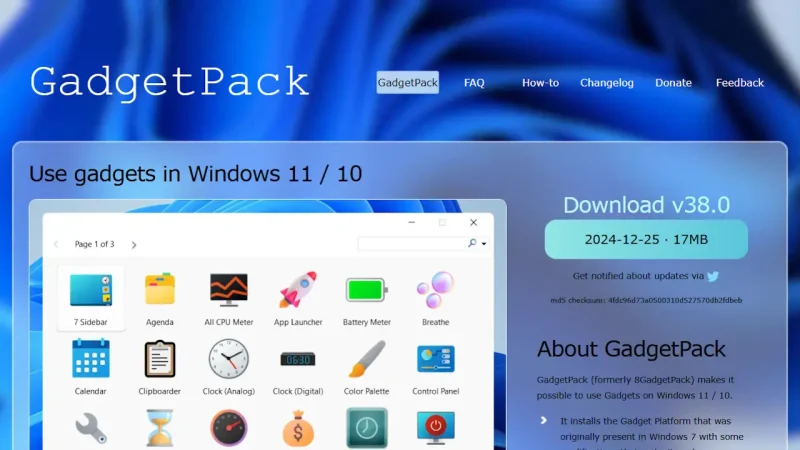 Web→GadgetPack