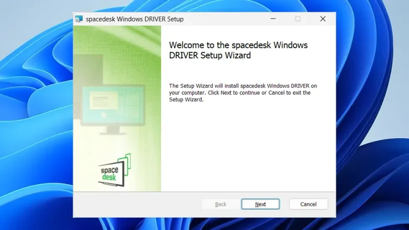 Windows 11→インストール→spacedesk