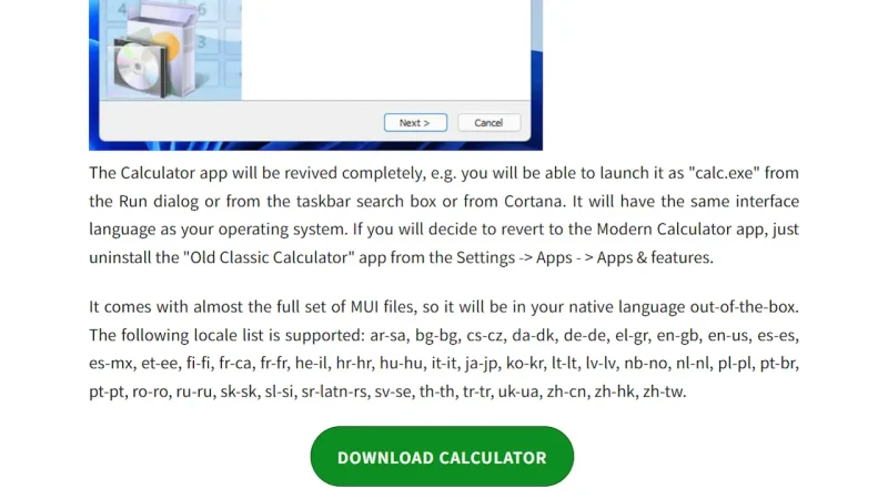Web→Classic Calculator (Old Calculator)