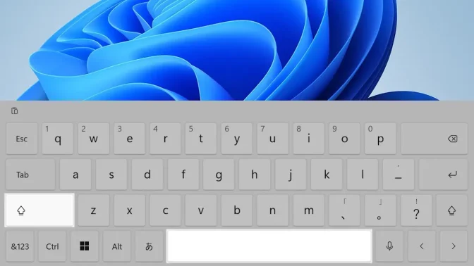 Windows 11→タッチキーボード→Shift＋スペース