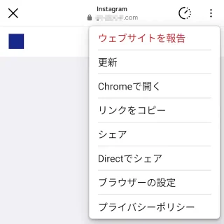 Androidアプリ→Instagram→アプリ内ブラウザ→メニュー