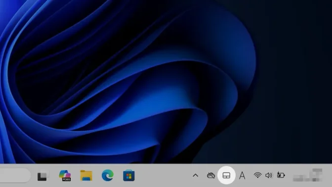 Windows 11→タスクバー→システムトレイ→仮想タッチパッド