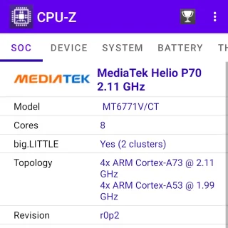 Androidアプリ→CPU-Z→MediaTek Helio