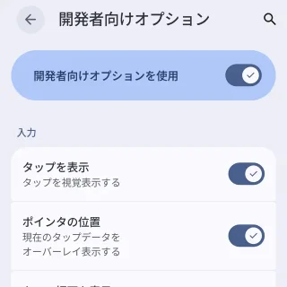 Androidスマートフォン→設定→開発者向けオプション→入力