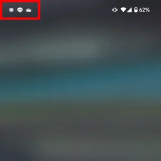 Androidスマートフォン→ステータスバー→通知アイコン