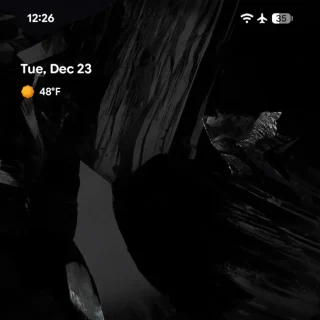 Google Pixel→Pixel Launcher→スナップショット→天気情報→英語＆華氏