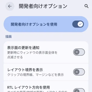Androidスマートフォン→設定→システム→開発者向けオプション→描画