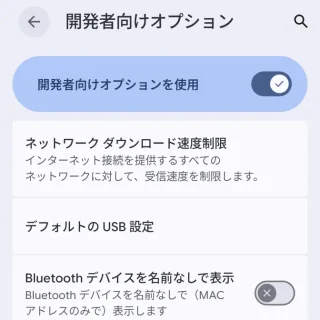 Androidスマートフォン→設定→システム→開発者向けオプション→ネットワーク