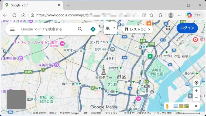 Windows 11→Microsoft Edge→Googleマップ