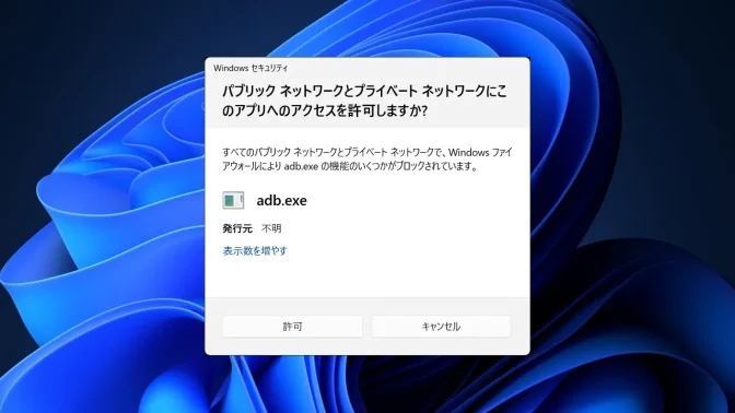Windows 11→パブリックネットワークとプライベートネットワークにこのアプリへのアクセスを許可しますか?