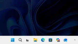 Windows 11→タブレットモード→タスクバー(太)