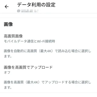 X（Twitter）→設定→アクセシビリティ、表示、言語→データ利用の設定→画像