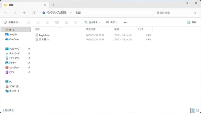 Windows 11→エクスプローラー→フォルダー→言語ファイル