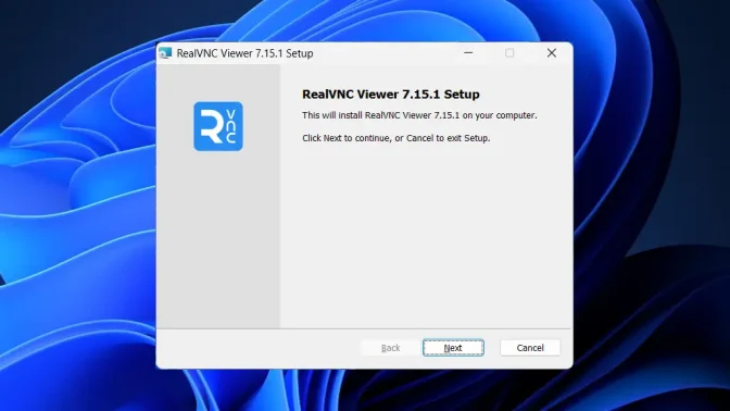 Windows 11→インストール→RealVNC Viewer→Setup