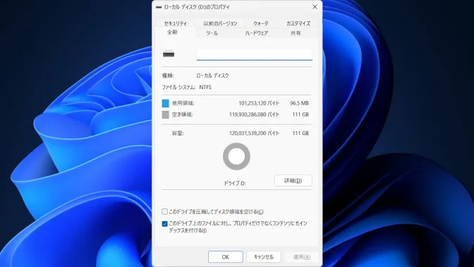 Windows 11→プロパティ→M.2 SSD