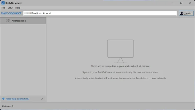 Windows 11→RealVNC Viewer