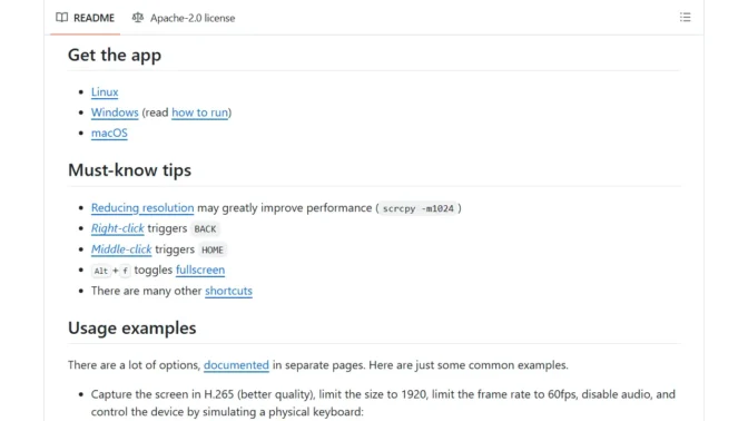 Web→GitHub→scrcpy