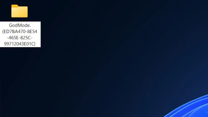 Windows 11→デスクトップ→新しいフォルダー→名前の変更→GodMode
