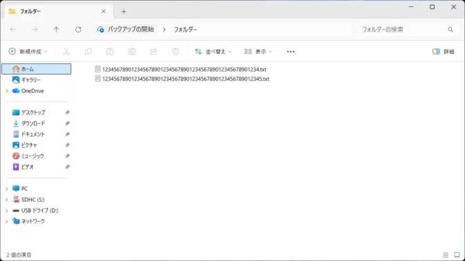Windows 11→エクスプローラー→長いファイル名