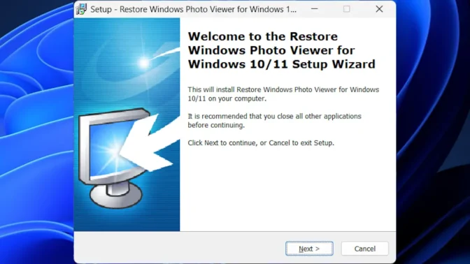 Windows 11→インストール→Restore Windows Photo Viewer to Windows 11/10