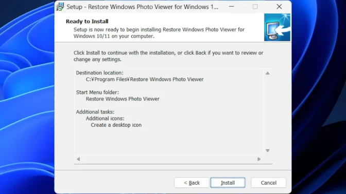 Windows 11→インストール→Restore Windows Photo Viewer to Windows 11/10