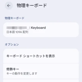 Androidスマートフォン→設定→システム→キーボード→物理キーボード