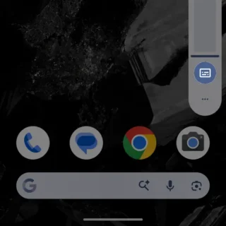 Androidスマートフォン→音量スライダー→自動字幕起こしボタン