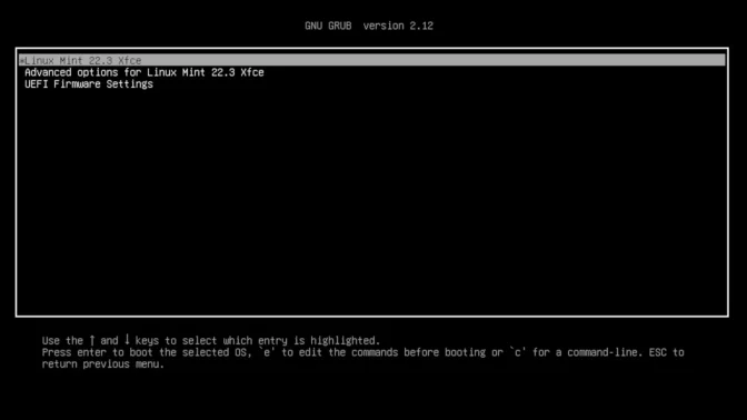 Linux Mint→Linux USB→GNU GRUB