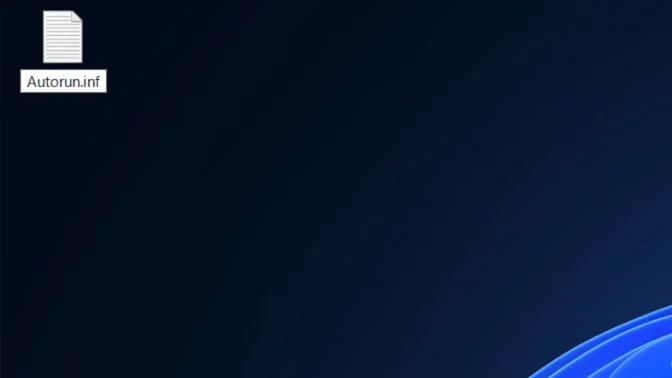 Windows 11→デスクトップ→名前を変更→Autorun.inf