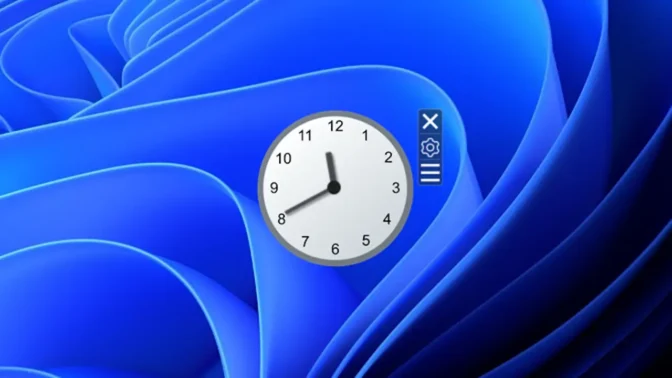Windows 11→GadgetPack→時計→メニュー