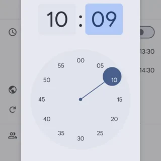 Androidアプリ→Googleカレンダー→時刻を選択→分