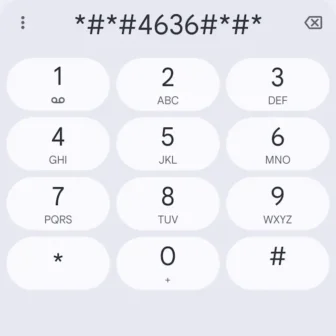 Androidアプリ→Googleの電話→キーパッド→＊＃＊＃４６３６＃＊＃＊