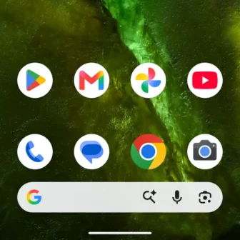Androidスマートフォン→ホーム画面→アプリ名を表示する→オフ