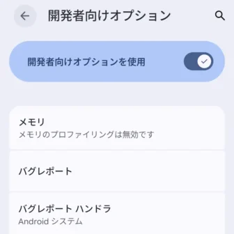 Androidスマートフォン→設定→システム→開発者向けオプション→その1